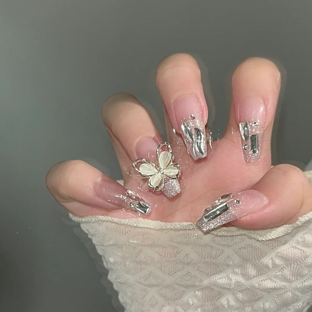 NEW 24pcs Bowknot Wearable Fake Nails Reusable Stick On Nails Press on Full Cover False Nail Tips with Jelly Stickers Makeup Accessories view 8