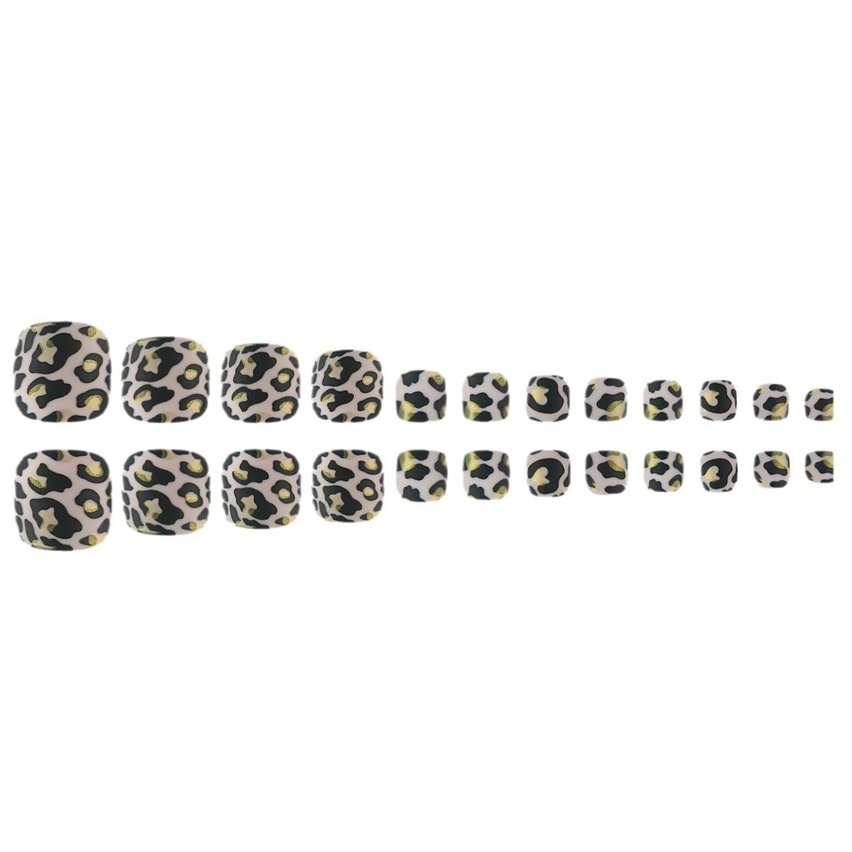 24 pcs Leopard Print Toe Fake Nails Toenail Wearable Nail Stickers Detachable False Nail Tips With Jelly Stickers Toes Nails Art