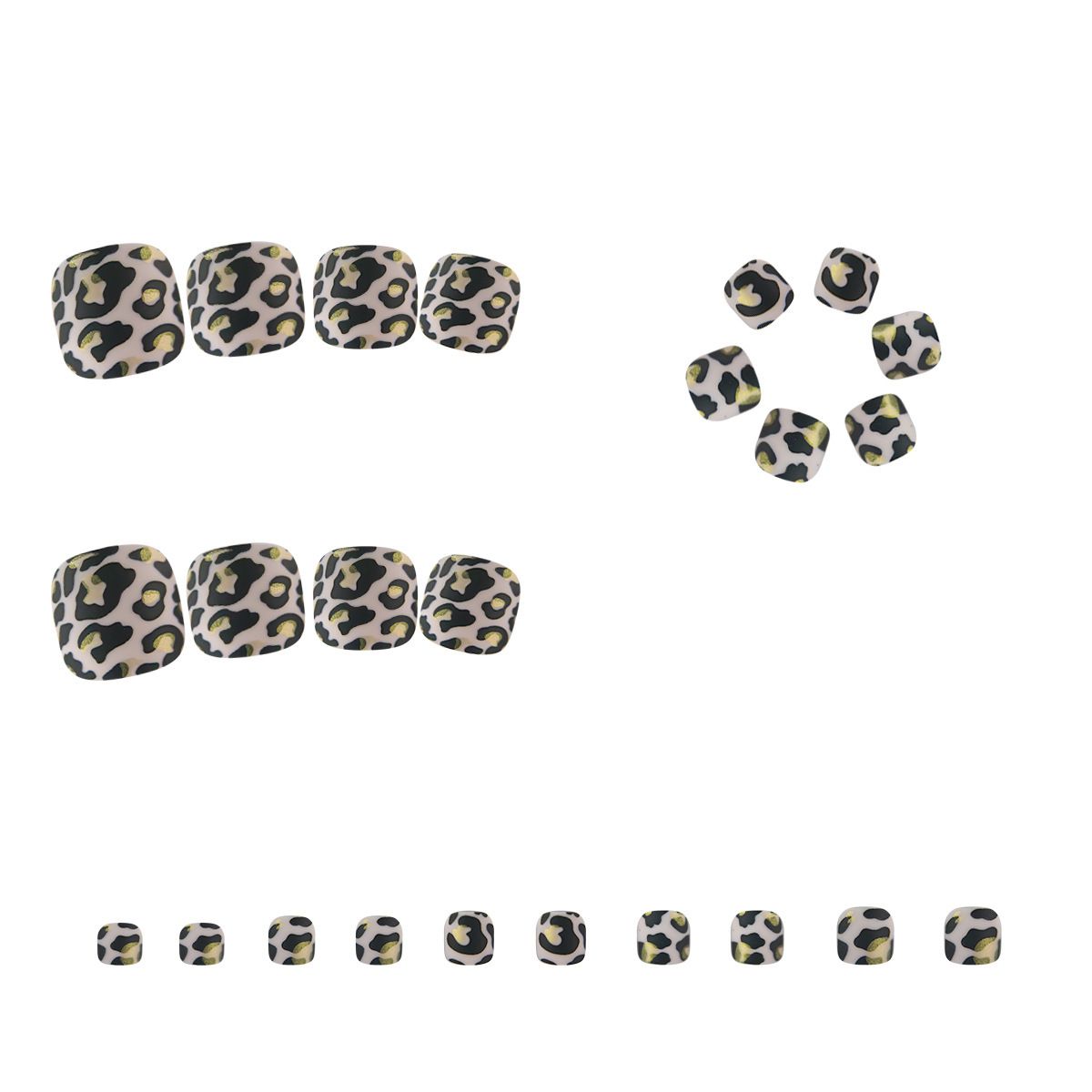 24 pcs Leopard Print Toe Fake Nails Toenail Wearable Nail Stickers Detachable False Nail Tips With Jelly Stickers Toes Nails Art