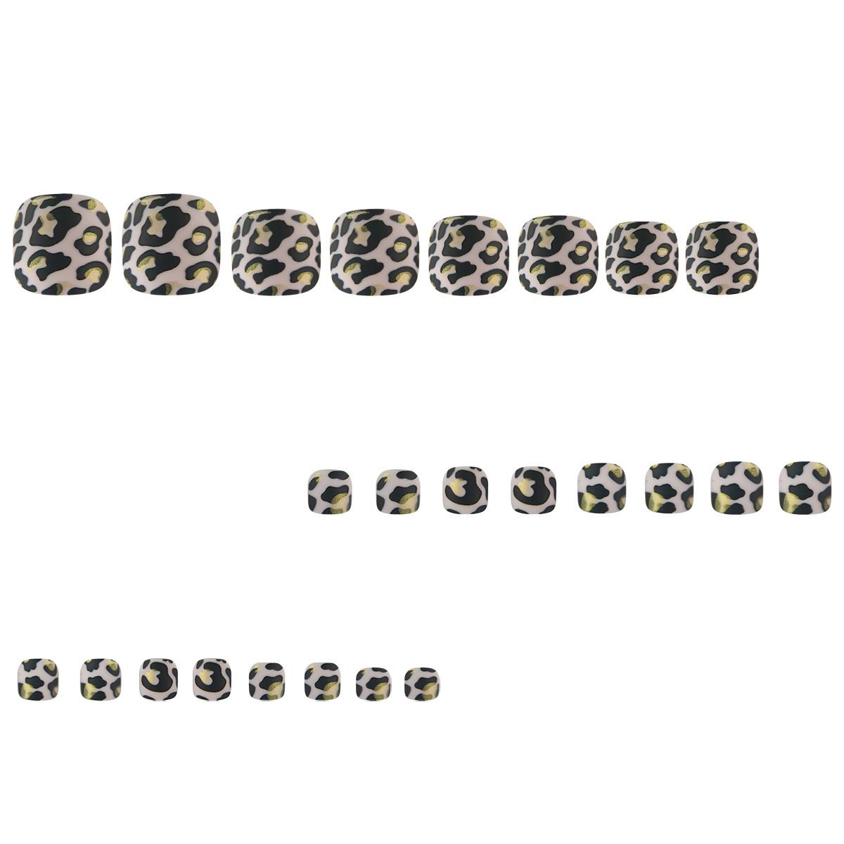 24 pcs Leopard Print Toe Fake Nails Toenail Wearable Nail Stickers Detachable False Nail Tips With Jelly Stickers Toes Nails Art
