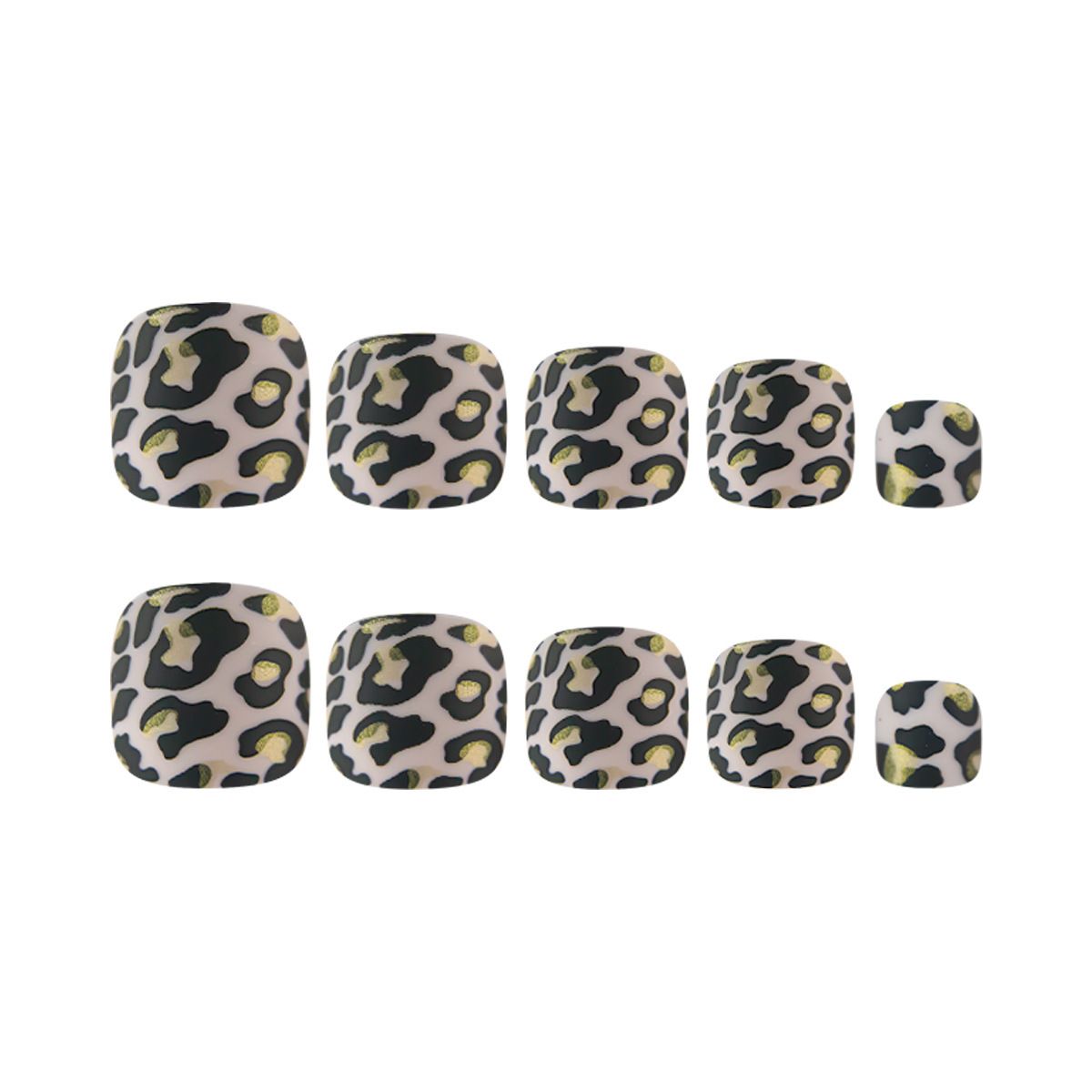 24 pcs Leopard Print Toe Fake Nails Toenail Wearable Nail Stickers Detachable False Nail Tips With Jelly Stickers Toes Nails Art