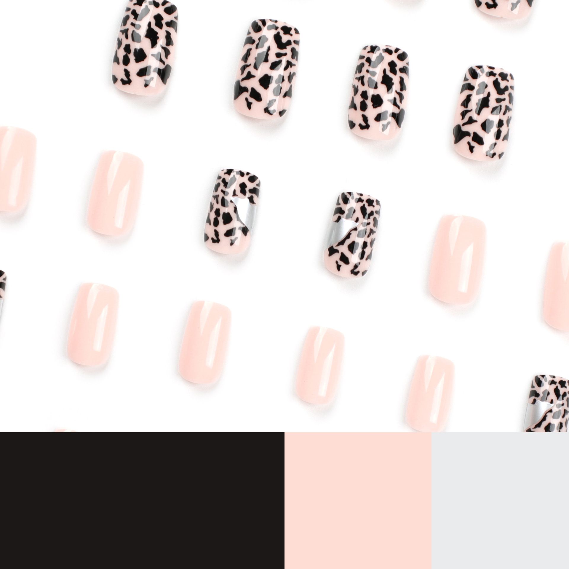 24pcs Leopard Print Wearable Fake Nails Reusable Stick On Nails Press on Full Cover False Nail Tips with Jelly Stickers Makeup Accessories view 3