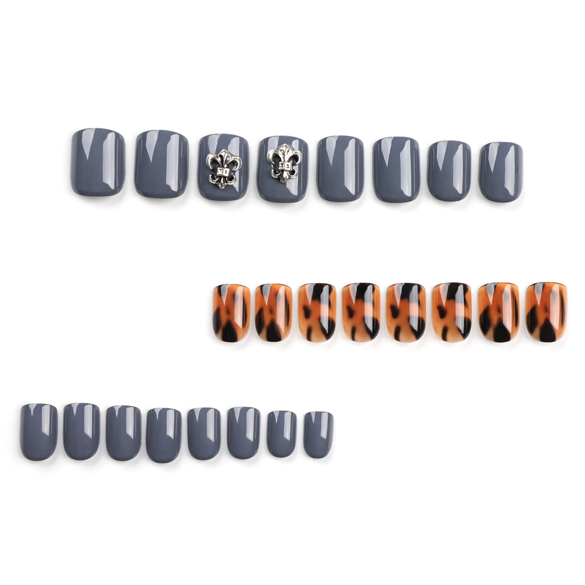 24pcs Leopard Print Wearable Fake Nails Reusable Stick On Nails Press on Full Cover False Nail Tips with Jelly Stickers Makeup Accessories view 4
