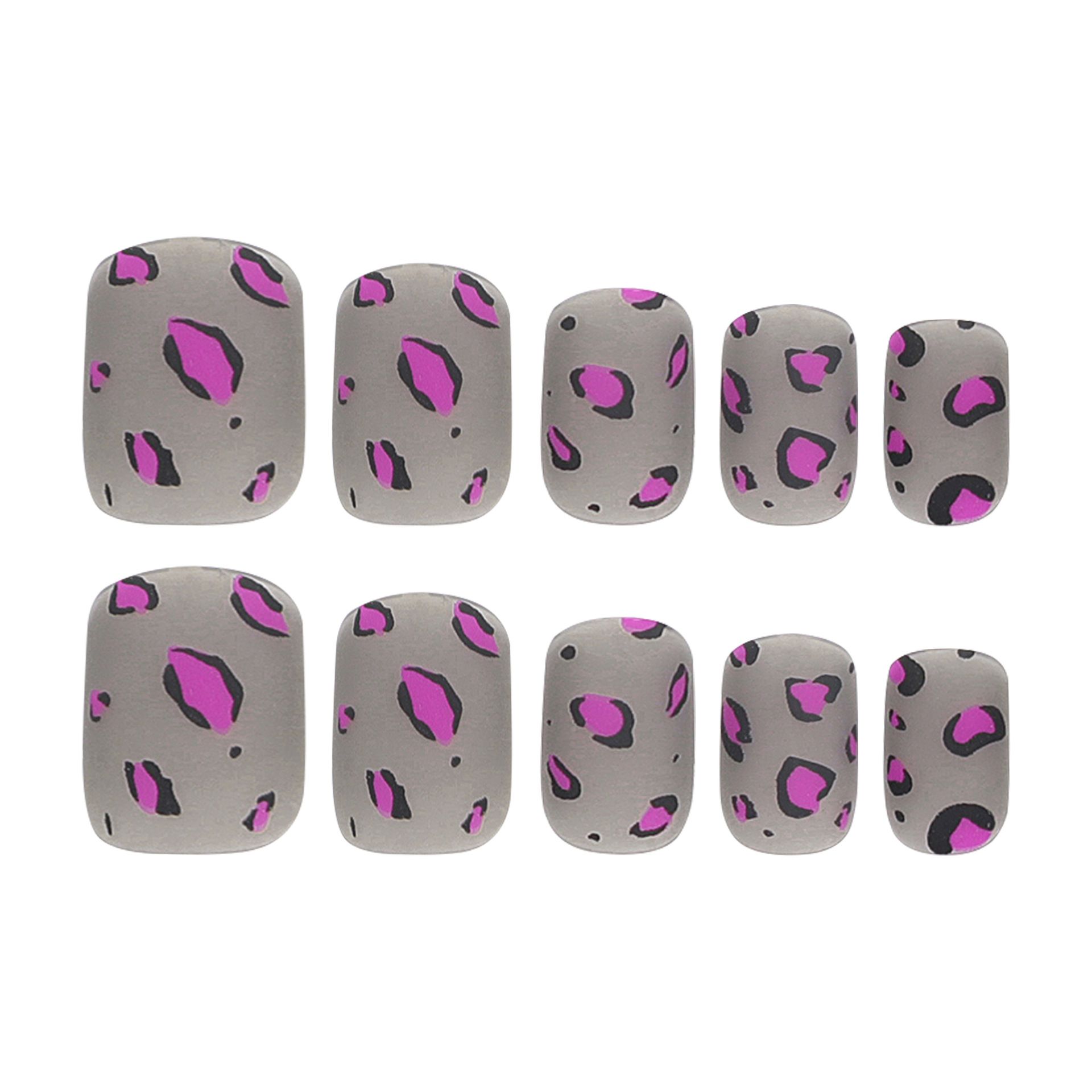 24pcs Leopard Print Wearable Fake Nails Reusable Stick On Nails Press on Full Cover False Nail Tips with Jelly Stickers Makeup Accessories view 7