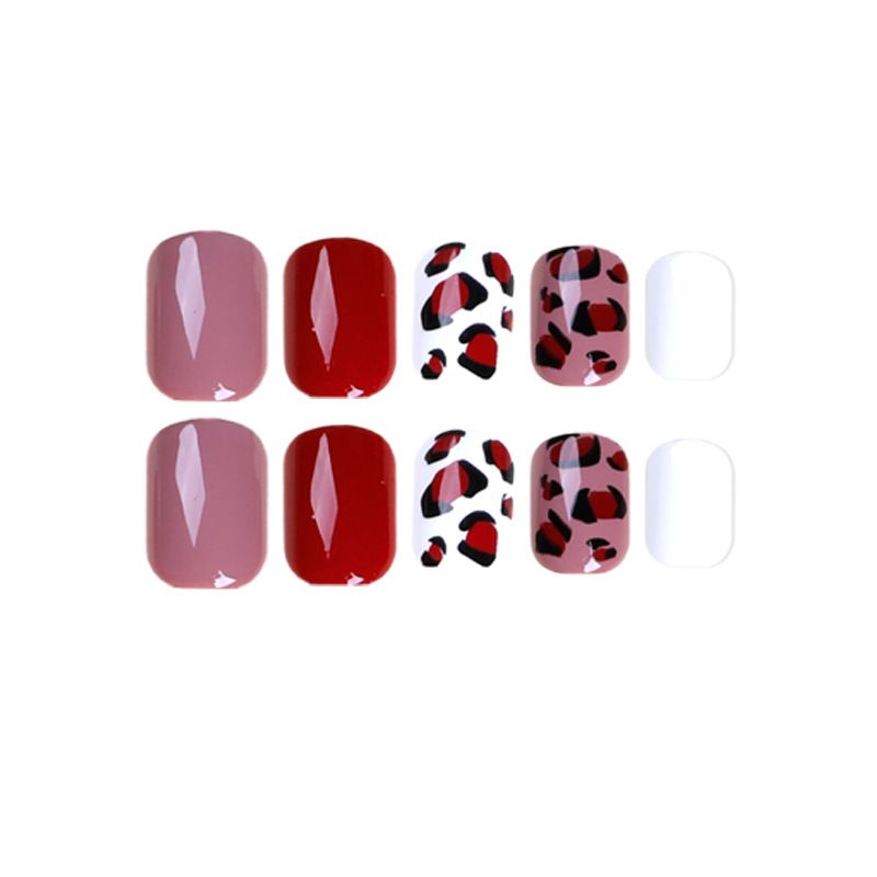 24pcs Leopard Print Wearable Fake Nails Reusable Stick On Nails Press on Full Cover False Nail Tips with Jelly Stickers Makeup Accessories view 10