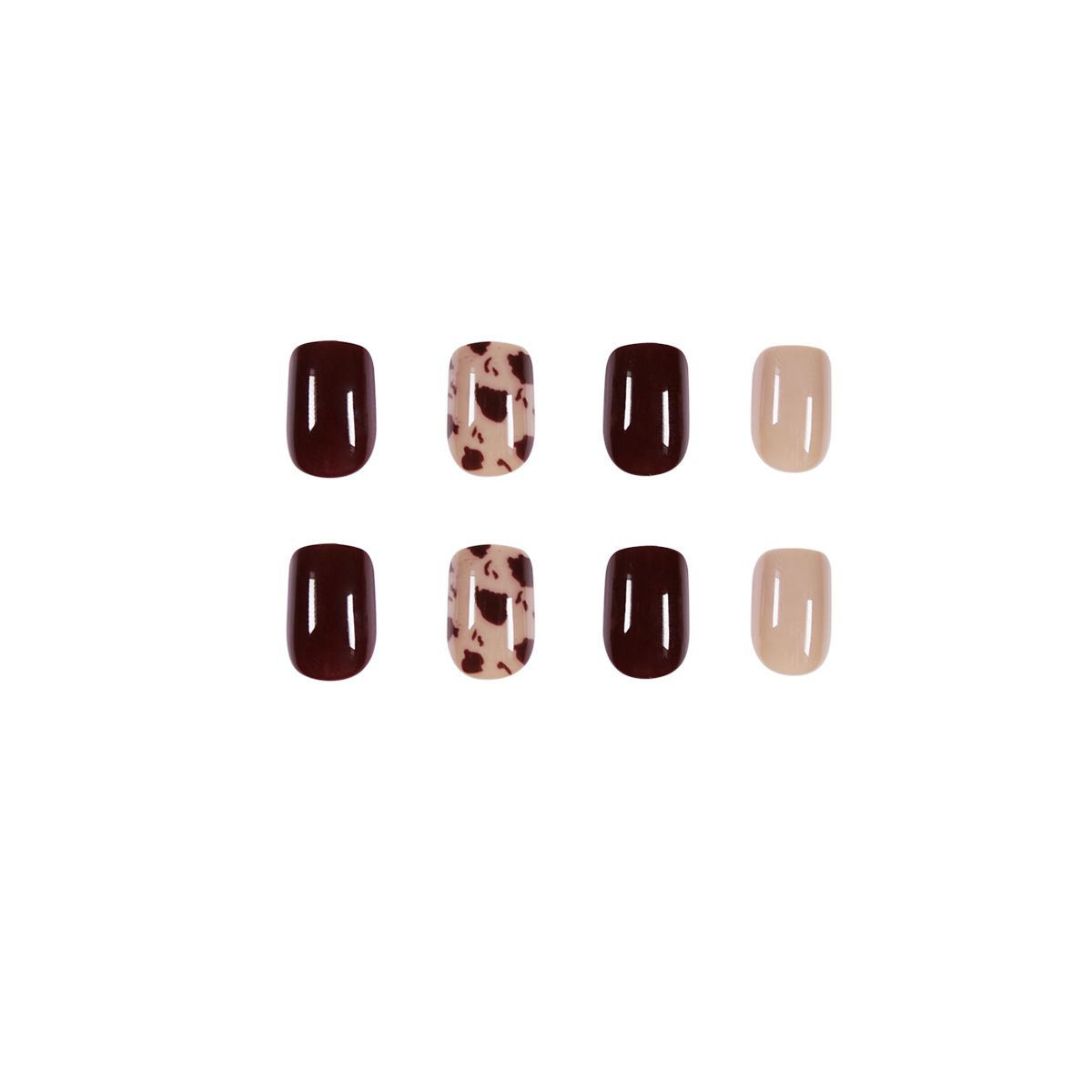 24pcs Leopard Print Wearable Fake Nails Reusable Stick On Nails Press on Full Cover False Nail Tips with Jelly Stickers Makeup Accessories Brown view 4