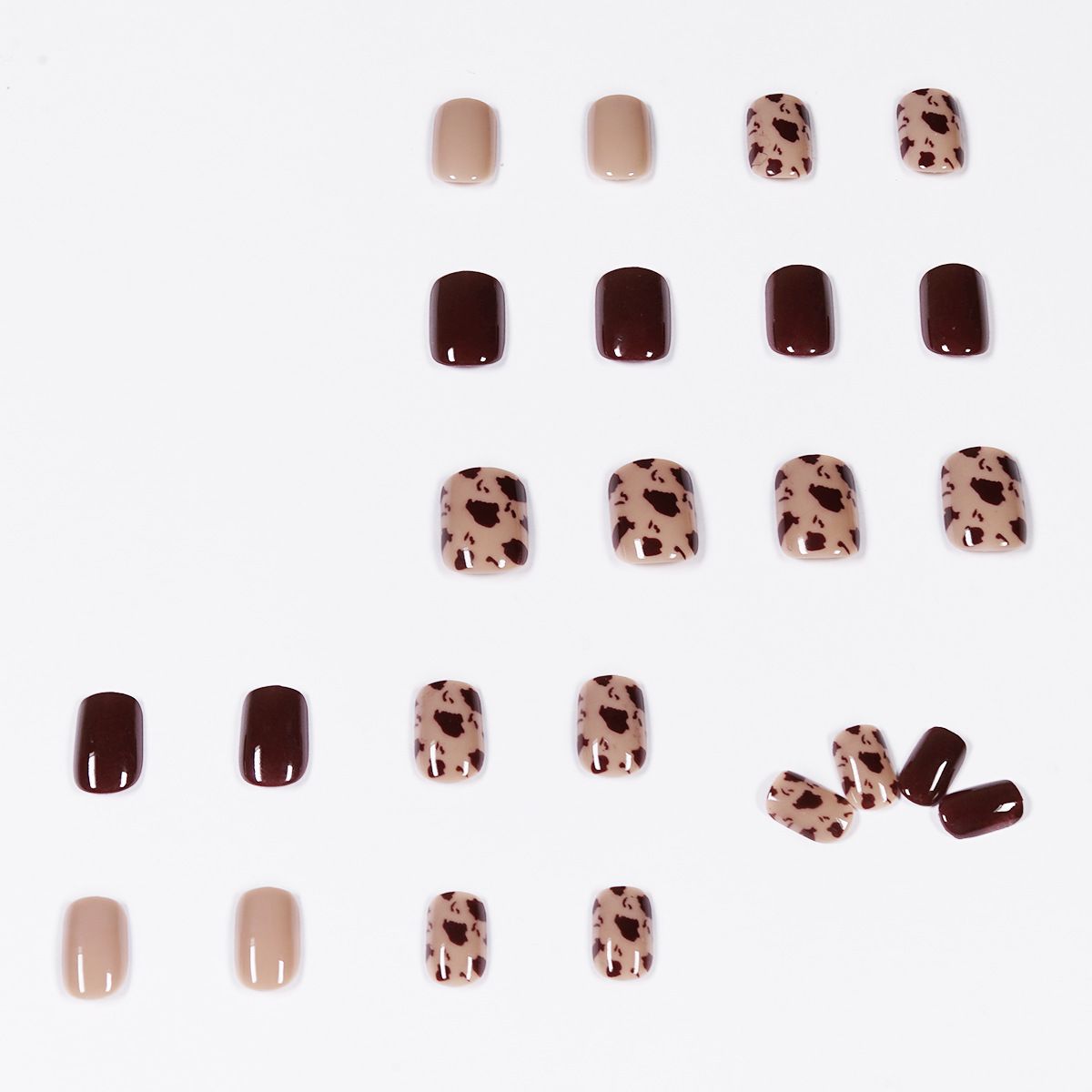 24pcs Leopard Print Wearable Fake Nails Reusable Stick On Nails Press on Full Cover False Nail Tips with Jelly Stickers Makeup Accessories Brown view 6