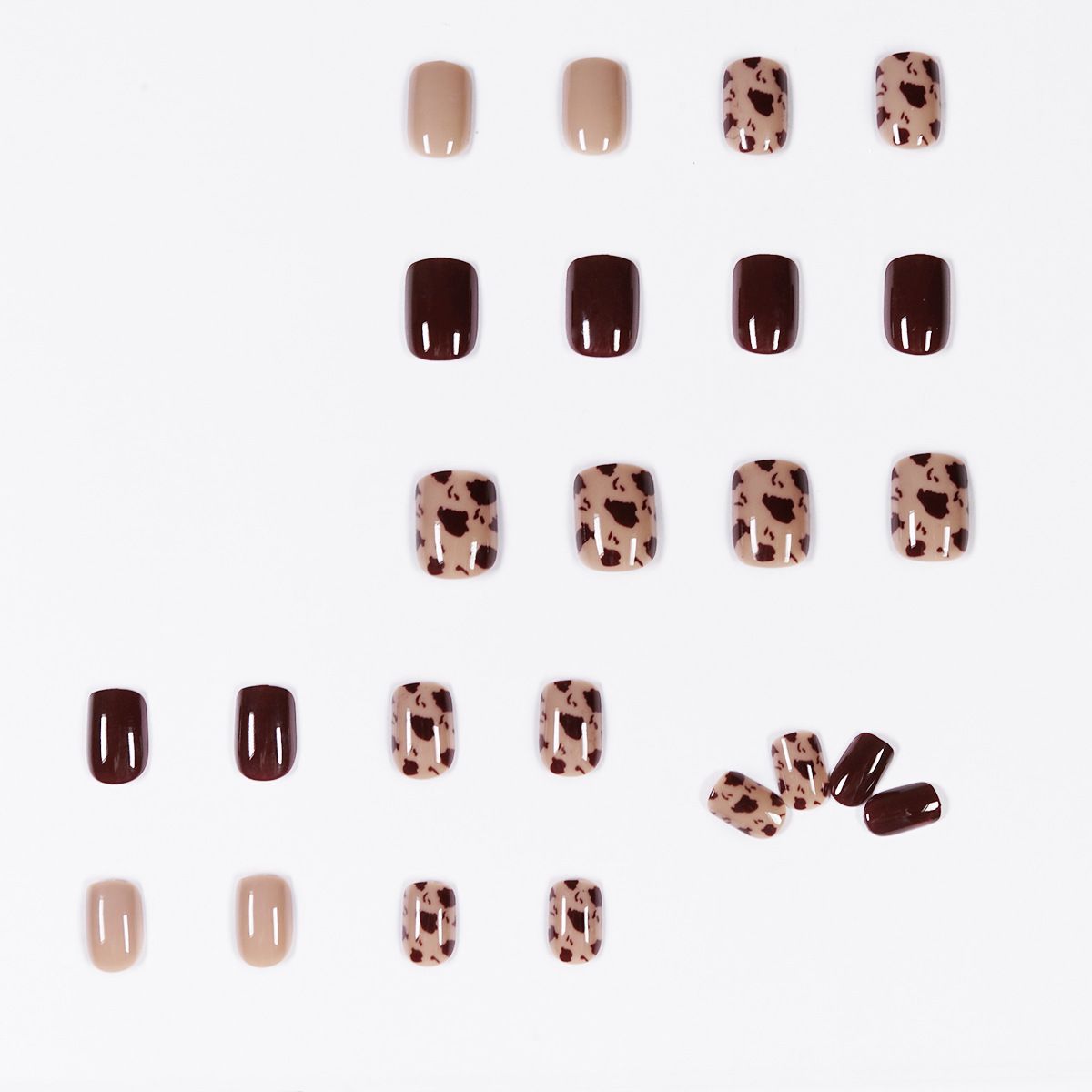 24pcs Leopard Print Wearable Fake Nails Reusable Stick On Nails Press on Full Cover False Nail Tips with Jelly Stickers Makeup Accessories Brown view 5