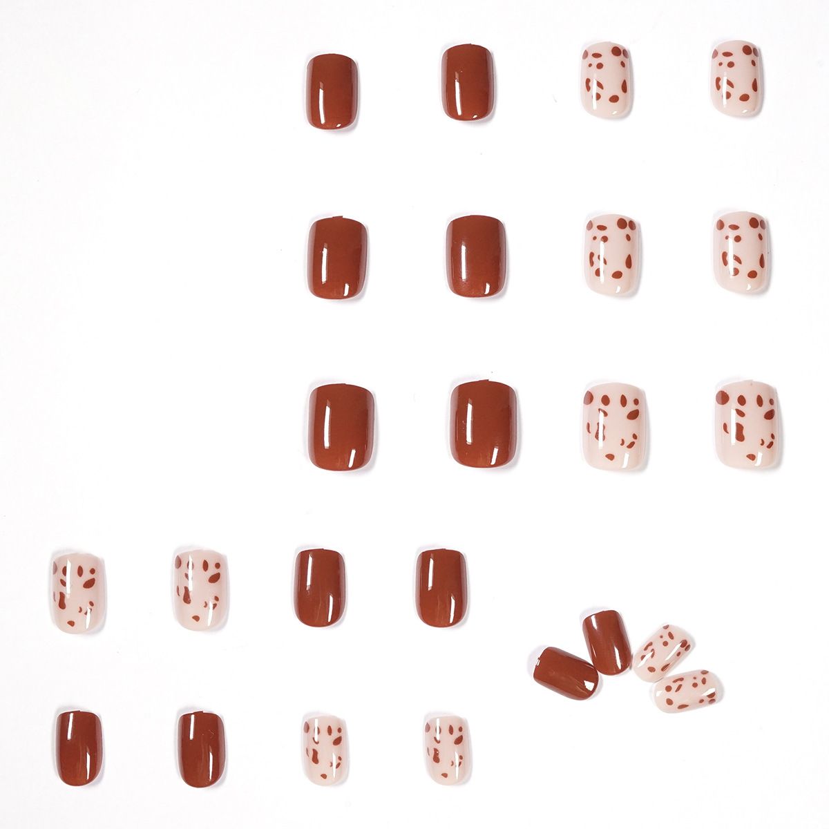 24pcs Leopard Print Wearable Fake Nails Reusable Stick On Nails Press on Full Cover False Nail Tips with Jelly Stickers Makeup Accessories Brown view 10