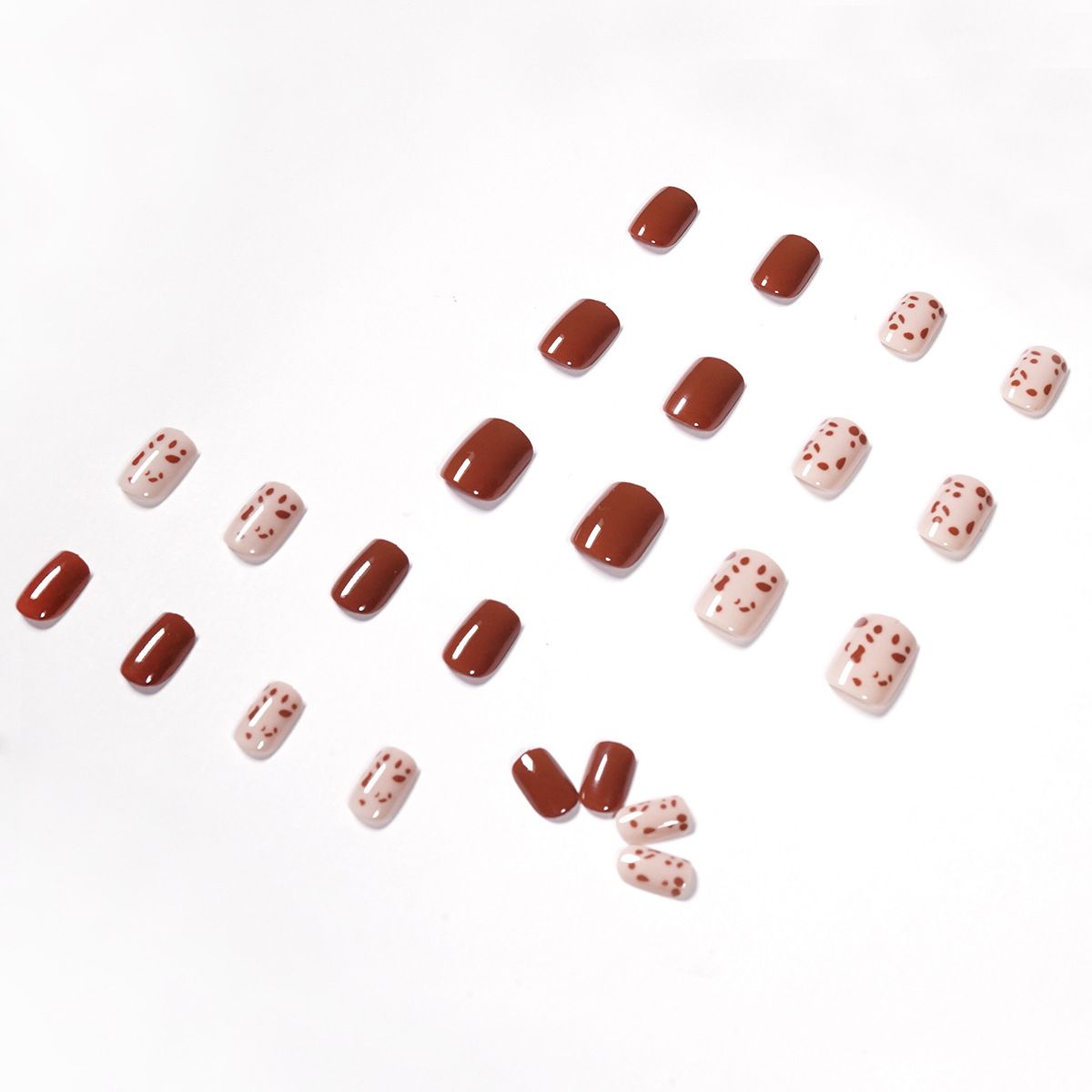 24pcs Leopard Print Wearable Fake Nails Reusable Stick On Nails Press on Full Cover False Nail Tips with Jelly Stickers Makeup Accessories Brown view 9