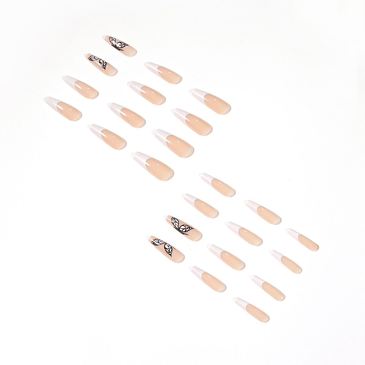 24pcs Wearable Fake Nails French Tip Butterfly Reusable Stick On Nails Press on Full Cover False Nail Tips with Jelly Stickers Makeup Accessories Pink Naked Color view 4