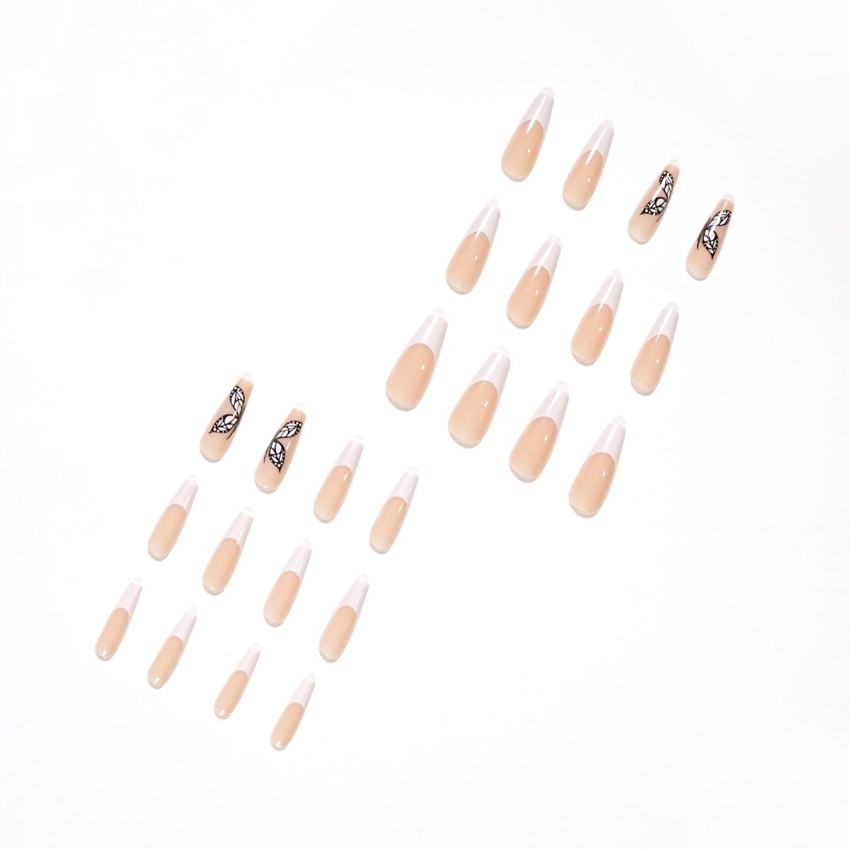 24pcs Wearable Fake Nails French Tip Butterfly Reusable Stick On Nails Press on Full Cover False Nail Tips with Jelly Stickers Makeup Accessories Pink Naked Color view 6