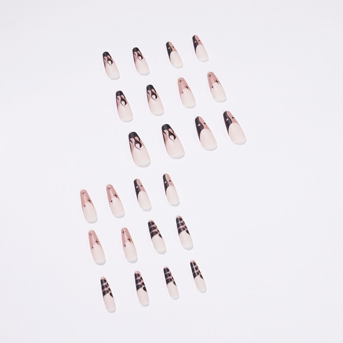 24pcs Wearable Fake Nails Square French Tip Reusable Stick On Nails Press on Full Cover False Sky Nail Tips with Jelly Stickers Makeup Accessories Pink Naked Color view 10