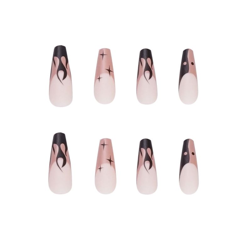 24pcs Wearable Fake Nails Square French Tip Reusable Stick On Nails Press on Full Cover False Sky Nail Tips with Jelly Stickers Makeup Accessories Pink Naked Color view 7