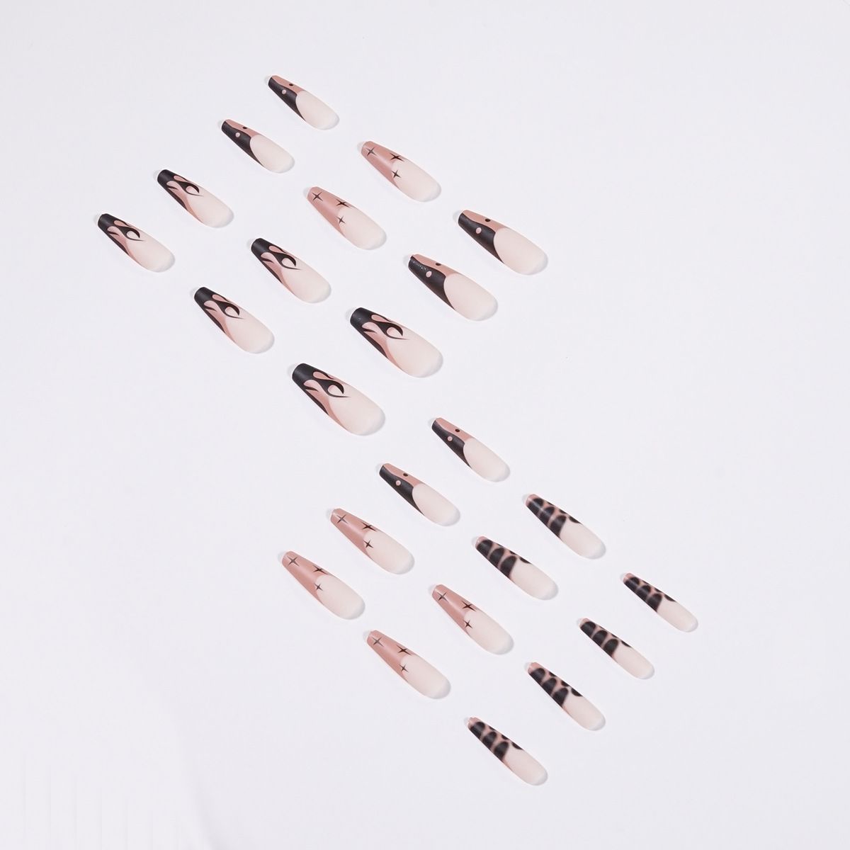 24pcs Wearable Fake Nails Square French Tip Reusable Stick On Nails Press on Full Cover False Sky Nail Tips with Jelly Stickers Makeup Accessories Pink Naked Color view 9
