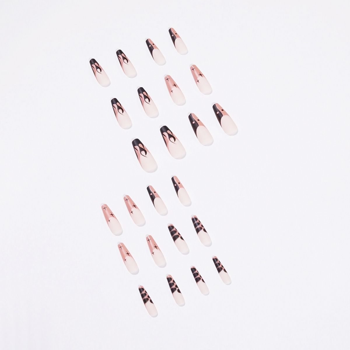 24pcs Wearable Fake Nails Square French Tip Reusable Stick On Nails Press on Full Cover False Sky Nail Tips with Jelly Stickers Makeup Accessories Pink Naked Color view 8