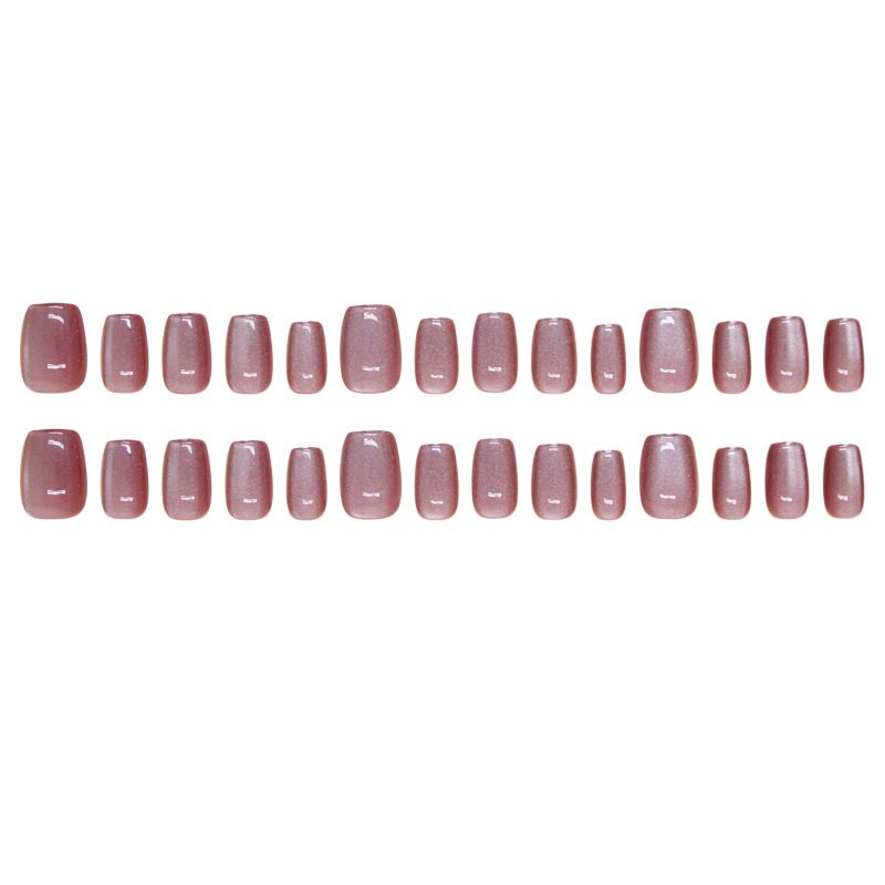 30pcs Square Wearable Fake Nails Reusable Stick On Nails Press on Full Cover False Nail Tips with Jelly Stickers Makeup Accessories Cat Eye Manicure