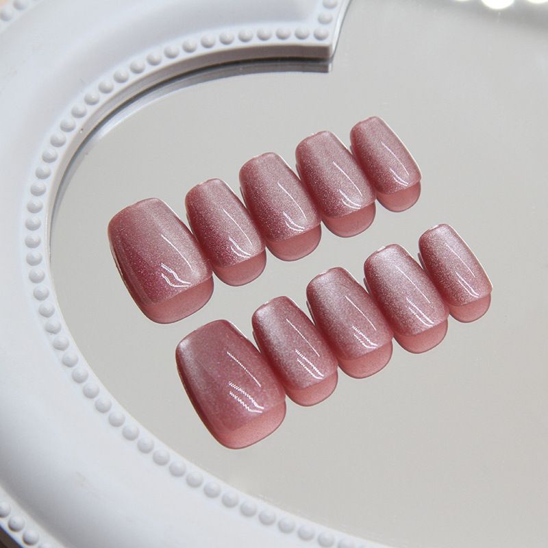 30pcs Square Wearable Fake Nails Reusable Stick On Nails Press on Full Cover False Nail Tips with Jelly Stickers Makeup Accessories Cat Eye Manicure