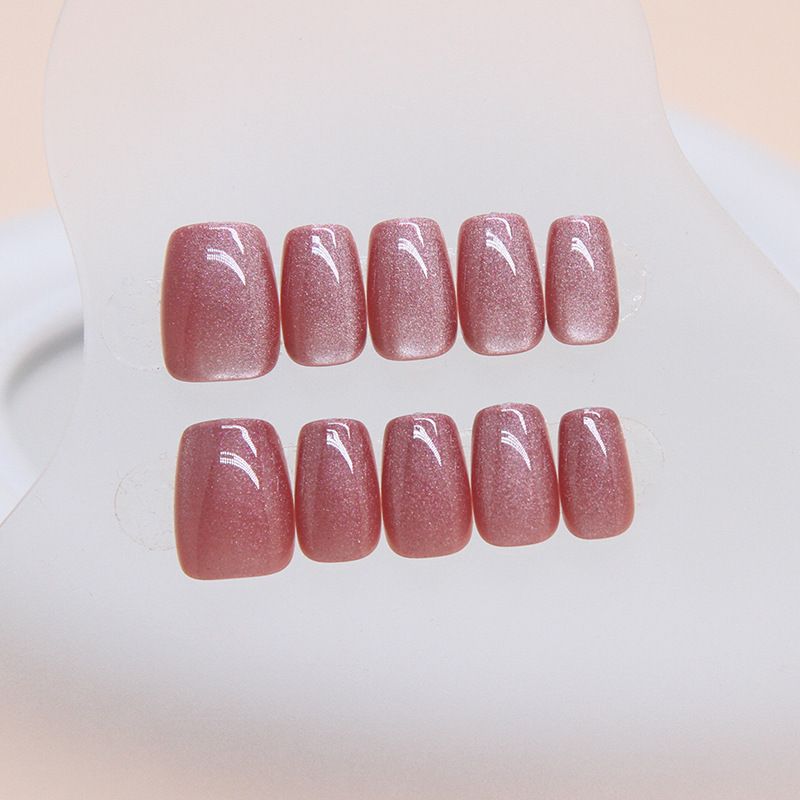 30pcs Square Wearable Fake Nails Reusable Stick On Nails Press on Full Cover False Nail Tips with Jelly Stickers Makeup Accessories Cat Eye Manicure