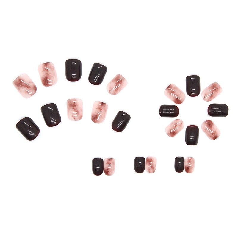 NEW 24pcs Square Wearable Fake Nails Reusable Stick On Nails Press on Full Cover False Nail Tips with Jelly Stickers Makeup Accessories Brown Color view 8