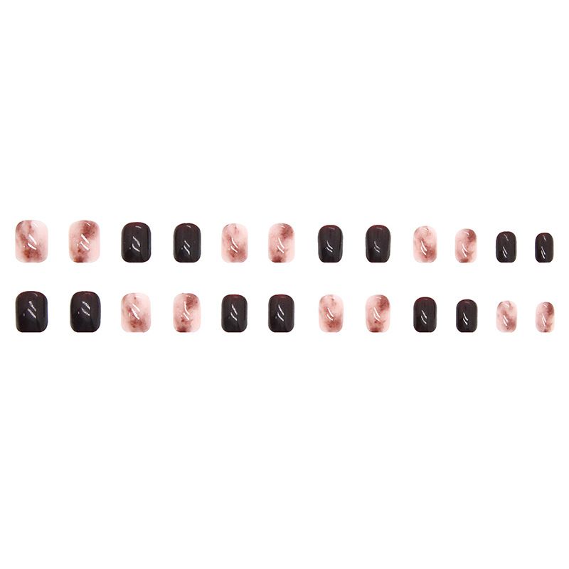 NEW 24pcs Square Wearable Fake Nails Reusable Stick On Nails Press on Full Cover False Nail Tips with Jelly Stickers Makeup Accessories Brown Color view 7
