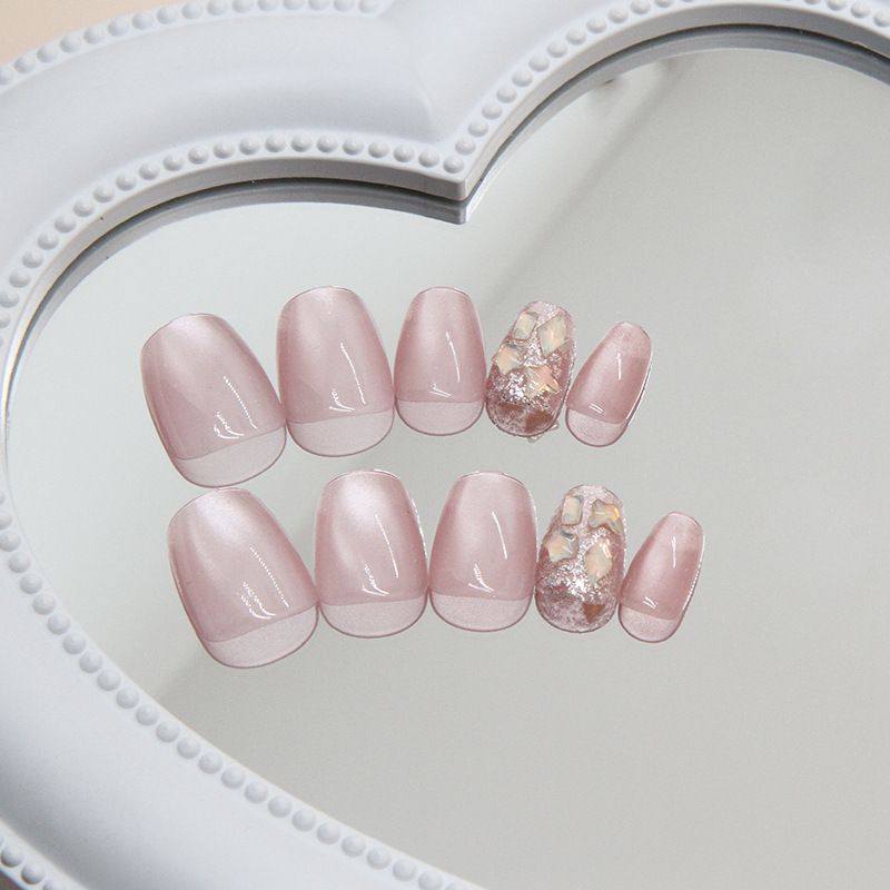 NEW 24pcs Square Wearable Fake Nails Reusable Stick On Nails Press on Full Cover False Nail Tips with Jelly Stickers Makeup Accessories Cat Eye Style view 8