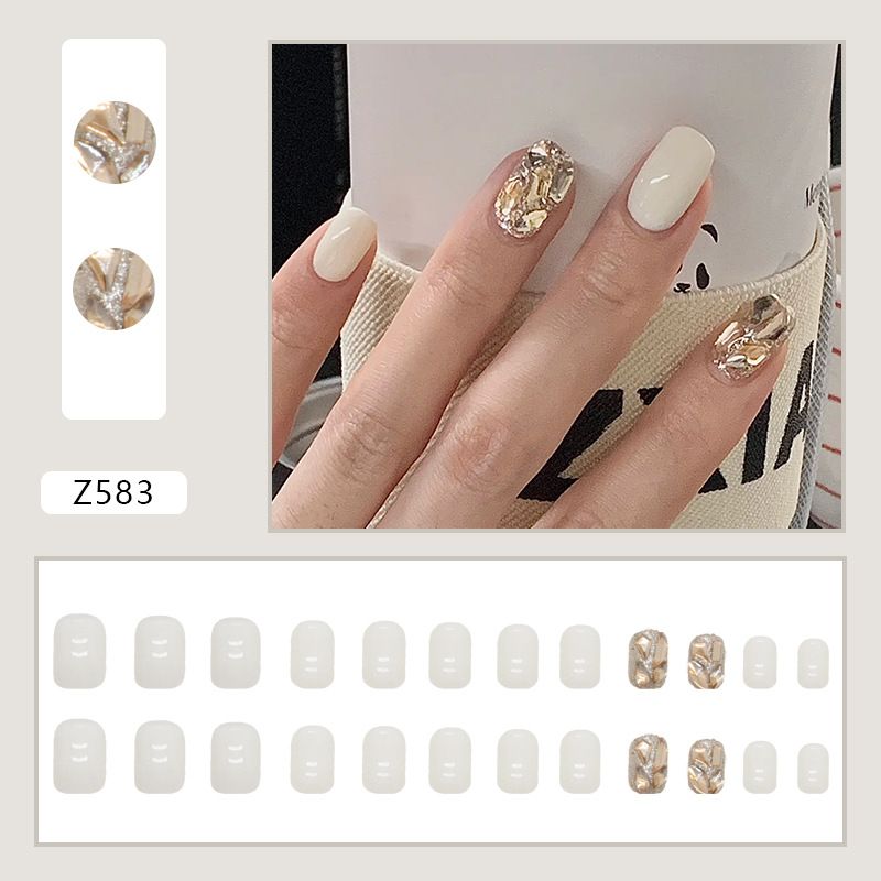 NEW 24pcs Square Wearable Fake Nails Reusable Stick On Nails Press on Full Cover False Nail Tips with Jelly Stickers Makeup Accessories Cat Eye Style view 9