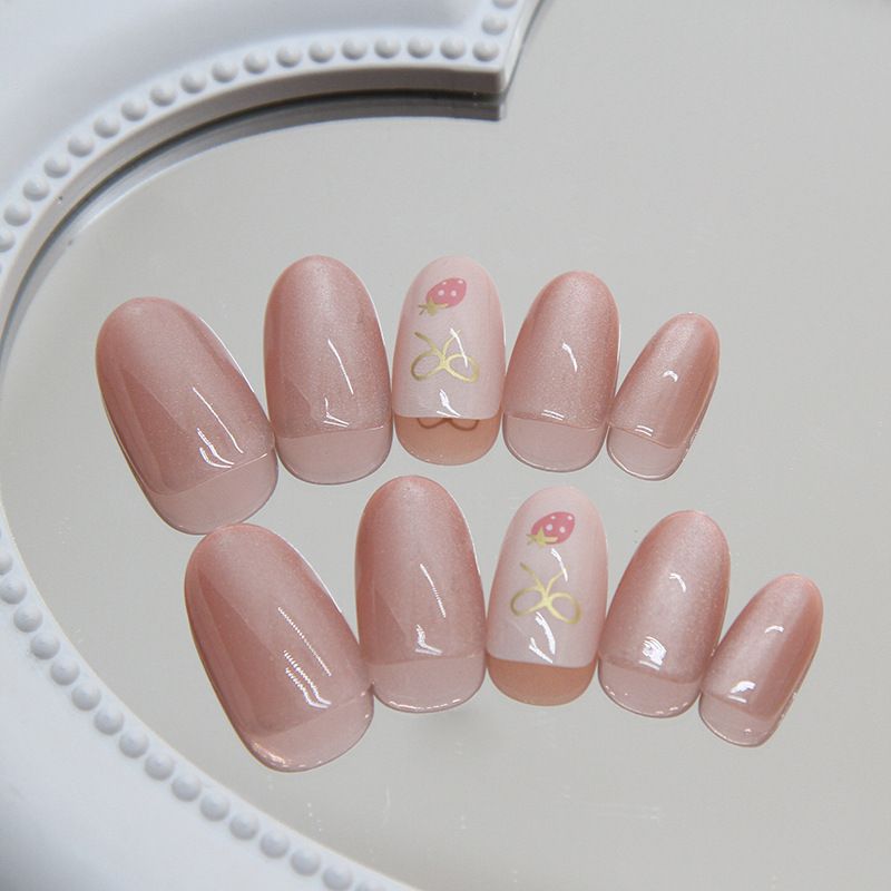 Wearable Fake Nails Reusable Stick On Nails Press on Full Cover False Nail Tips with Jelly Stickers Makeup Accessories Pink Cat Eye Style view 8