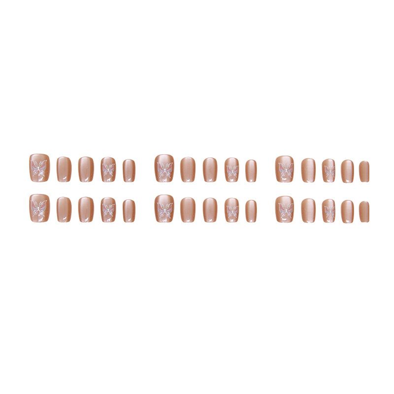 Wearable Fake Nails Reusable Stick On Nails Press on Full Cover False Nail Tips with Jelly Stickers Makeup Accessories Pink Cat Eye Style view 6