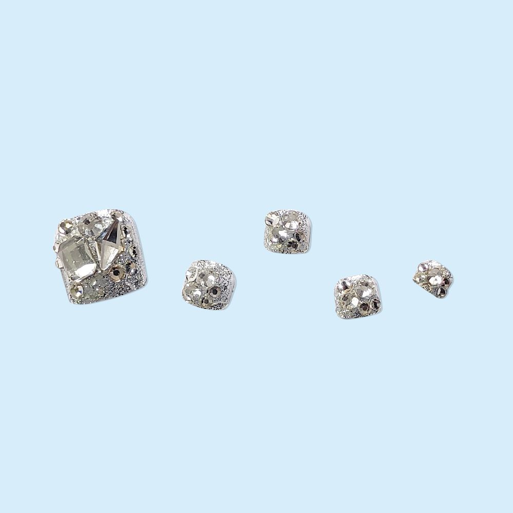 24 pcs Bright Rhinestone Toe Fake Nails Toenail Wearable Nail Stickers Detachable False Nail Tips With Jelly Stickers Nails Art view 4
