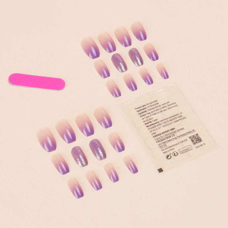 24pcs Shiny French Tip Wearable Fake Nails Reusable Stick On Nails Press on Full Cover False Nail Tips with Jelly Stickers Makeup Accessories Flower Design view 9