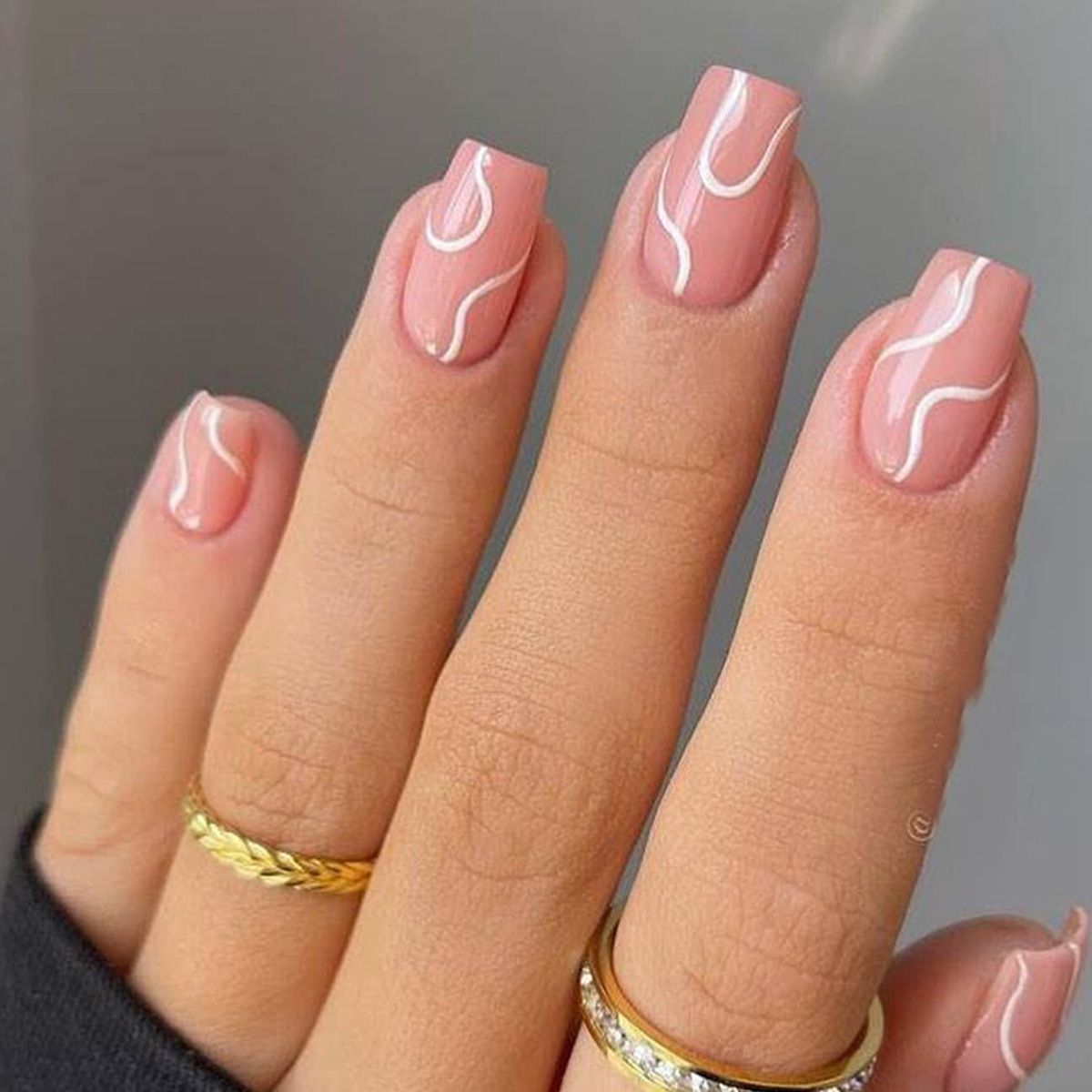 24pcs Square French Tip Wearable Fake Nails Reusable Stick On Nails Press on Full Cover False Nail Tips with Jelly Stickers Makeup Accessories Nail Art view 3