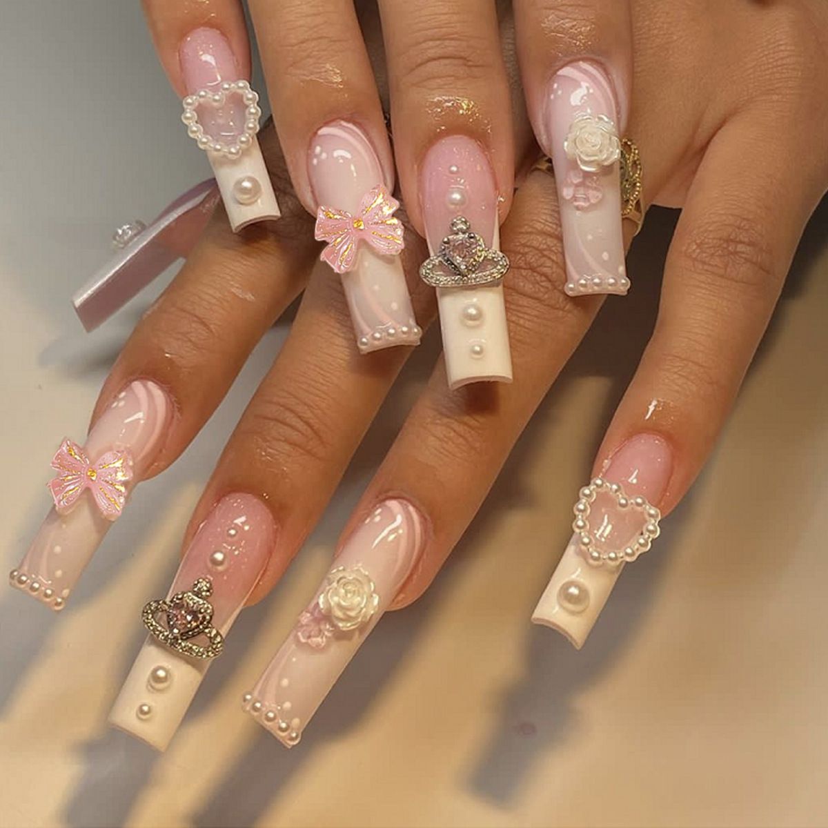 24pcs 3D French Tip Wearable Fake Nails Reusable Stick On Nails Press on Full Cover False Nail Tips with Jelly Stickers Makeup Accessories Nail Art