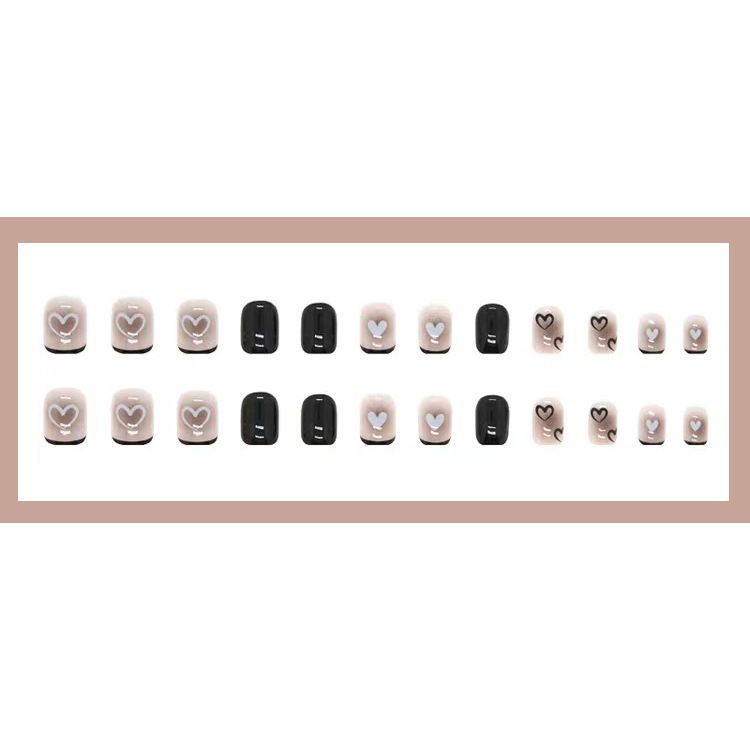 24pcs Square Wearable Fake Nails Reusable Stick On Nails Press on Full Cover False Nail Tips with Jelly Stickers Makeup Accessories Nail Art Black