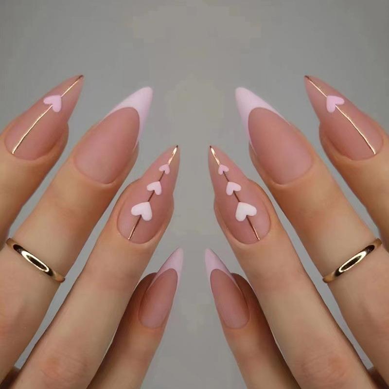 24pcs Oval Wearable Fake Nails Reusable Stick On Nails Press on Full Cover False Nail Tips with Jelly Stickers Makeup Accessories Nail Art Flower