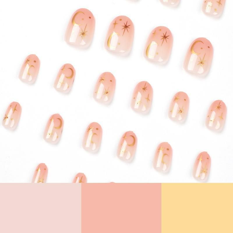 24pcs Square Wearable Fake Nails Reusable Stick On Nails Press on Full Cover False Nail Tips with Jelly Stickers Makeup Accessories Nail Art Flower view 9