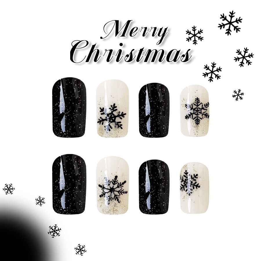 24pcs Shiny Wearable Fake Nails Reusable Stick On Nails Press on Full Cover False Nail Tips with Jelly Stickers Makeup Accessories Nail Art Christmas view 10