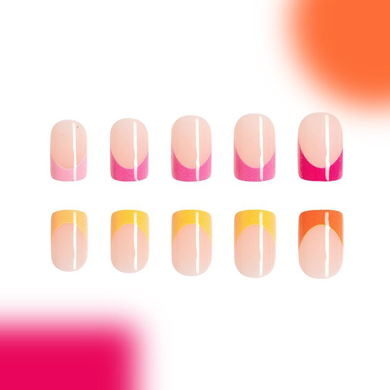 24pcs Square French Tip Wearable Fake Nails Reusable Stick On Nails Press on Full Cover False Nail Tips with Jelly Stickers Makeup Accessories Nail Art Multicolor view 6