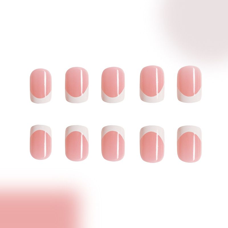 24pcs Square French Tip Wearable Fake Nails Reusable Stick On Nails Press on Full Cover False Nail Tips with Jelly Stickers Makeup Accessories Nail Art Pink view 7
