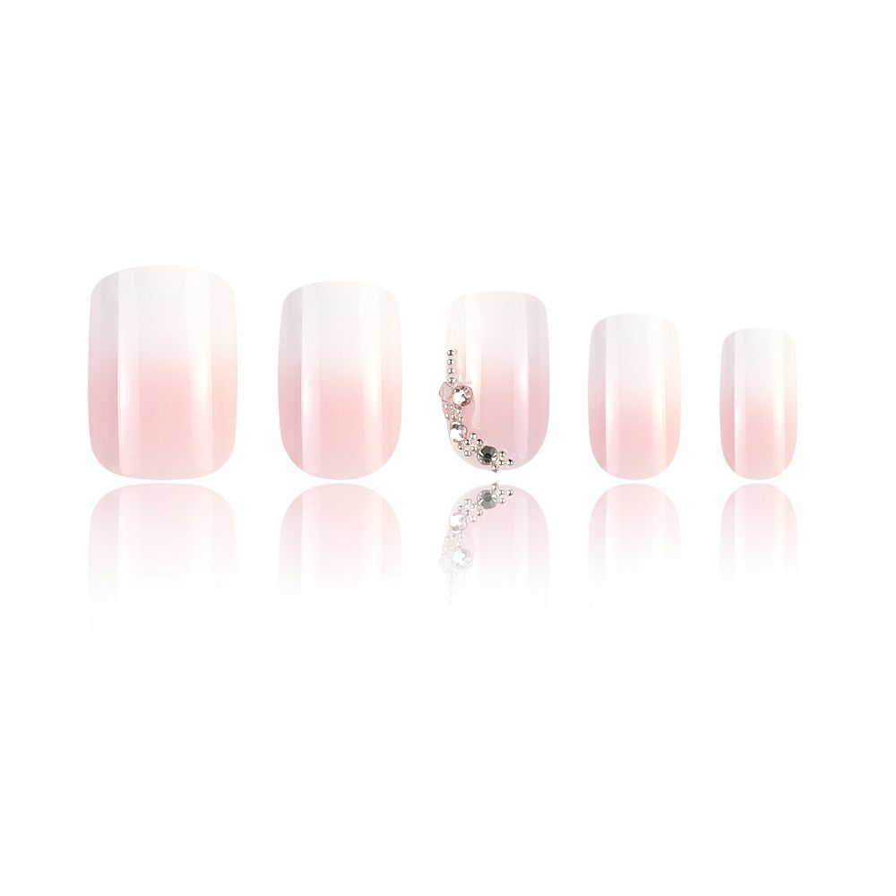 24pcs Gradient Manicure Square Wearable Fake Nails Reusable Stick On Nails Press on Full Cover False Nail Tips with Jelly Stickers Makeup Accessories