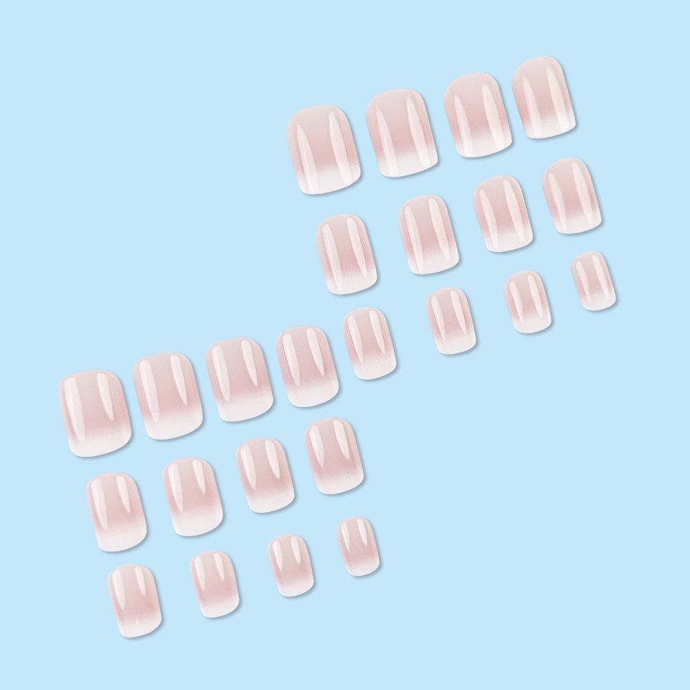 24pcs Gradient Manicure Square Wearable Fake Nails Reusable Stick On Nails Press on Full Cover False Nail Tips with Jelly Stickers Makeup Accessories