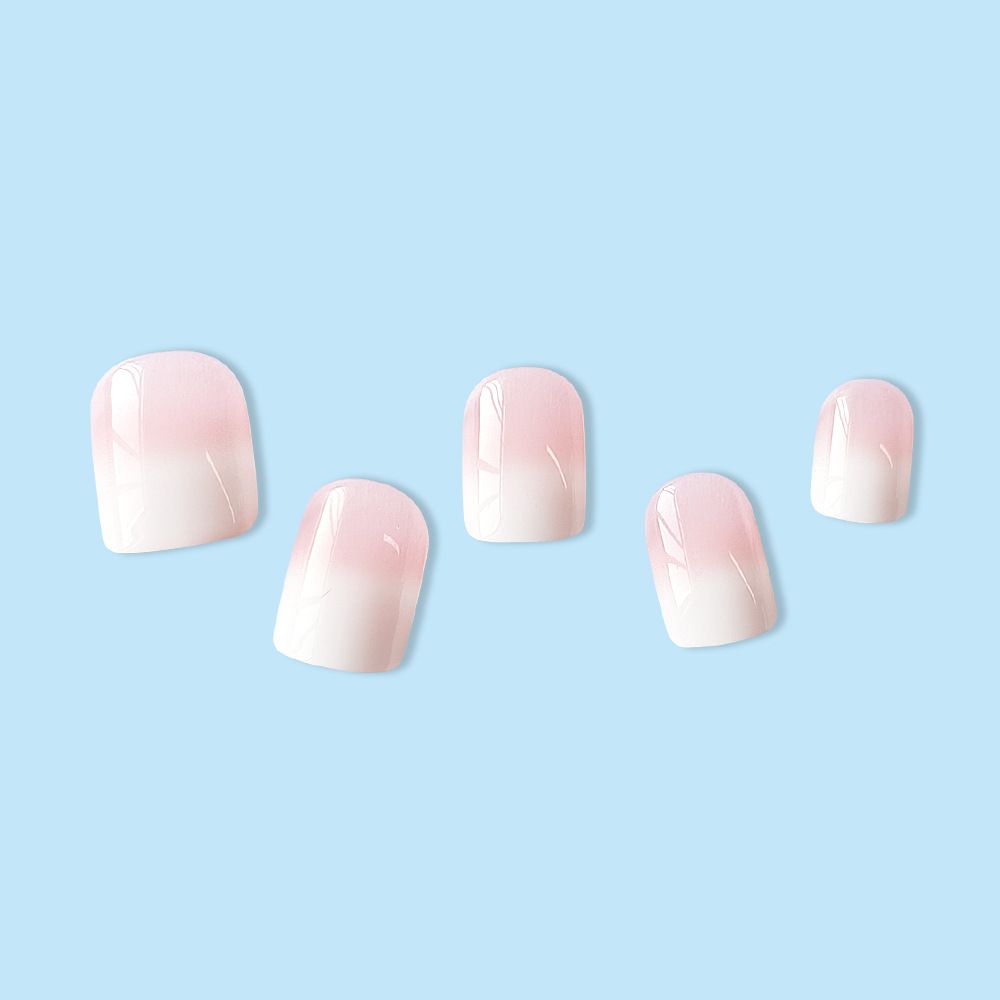24pcs Gradient Manicure Square Wearable Fake Nails Reusable Stick On Nails Press on Full Cover False Nail Tips with Jelly Stickers Makeup Accessories