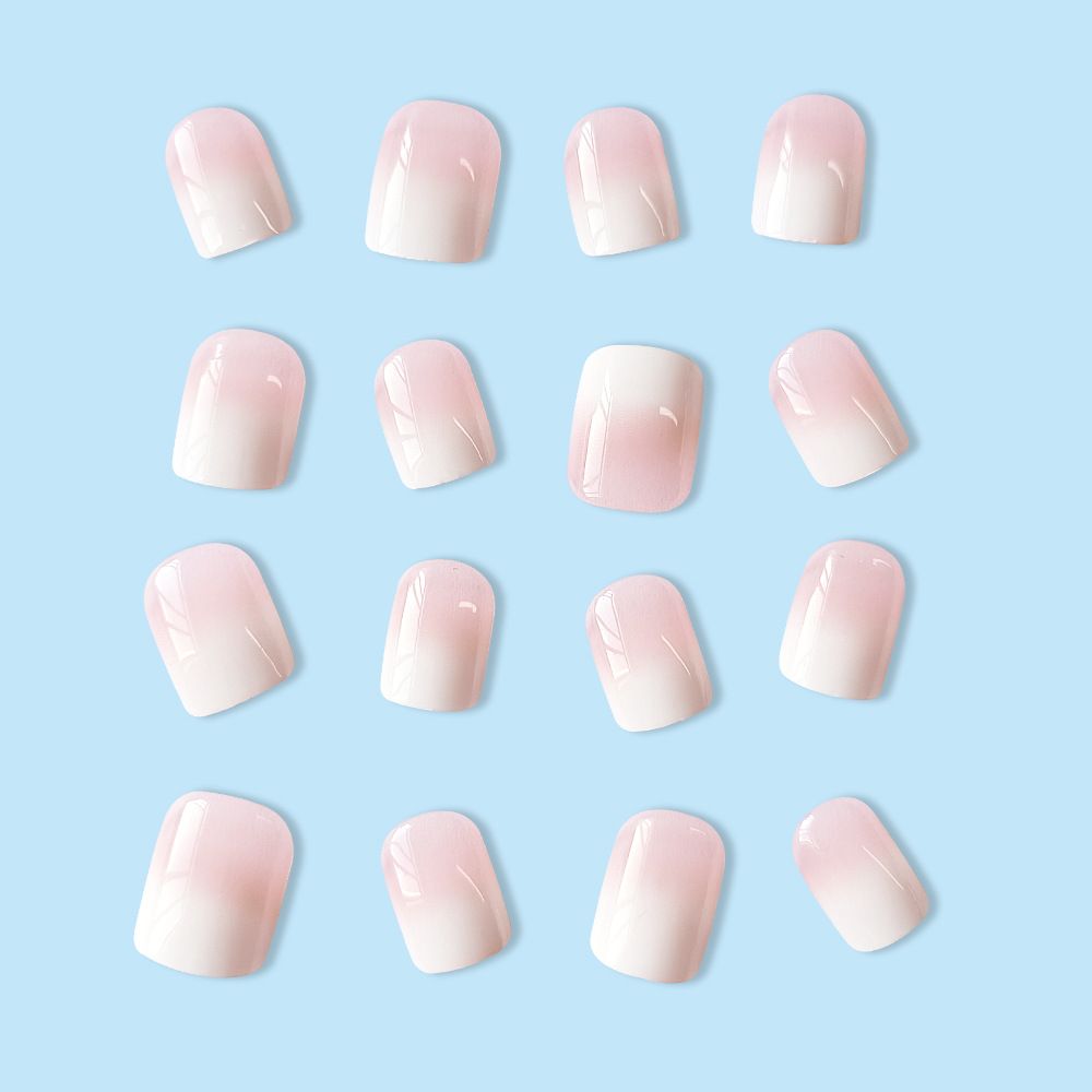 24pcs Gradient Manicure Square Wearable Fake Nails Reusable Stick On Nails Press on Full Cover False Nail Tips with Jelly Stickers Makeup Accessories