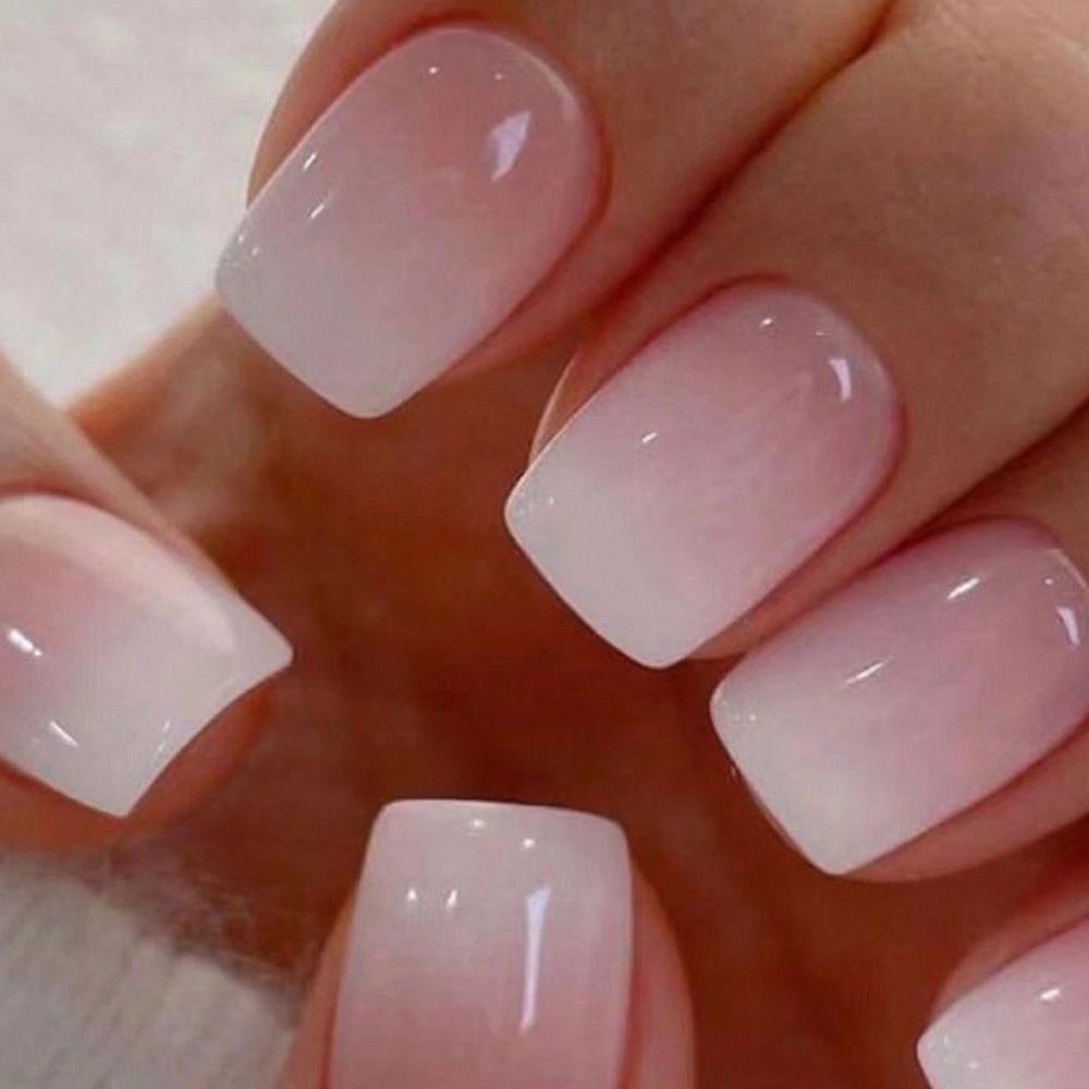 24pcs Gradient Manicure Square Wearable Fake Nails Reusable Stick On Nails Press on Full Cover False Nail Tips with Jelly Stickers Makeup Accessories