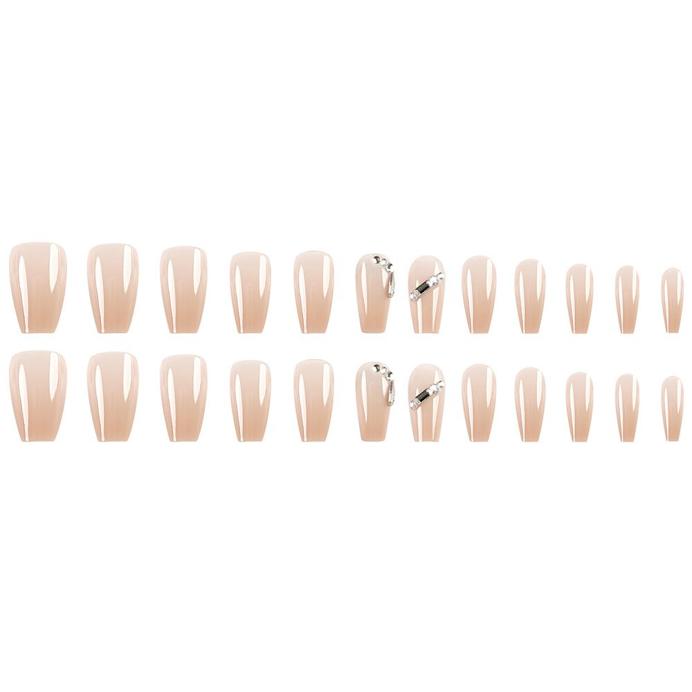 24pcs Ballerina Wearable Fake Nails Reusable Stick On Nails Press on Full Cover False Nail Tips with Jelly Stickers Makeup Accessories Shiny with Rhinestone view 4