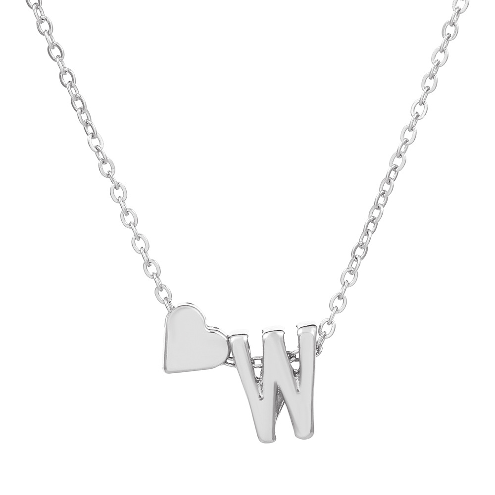 Fashionable love 26 English letters pendant necklace Creative versatile peach heart-shaped short clavicle chain