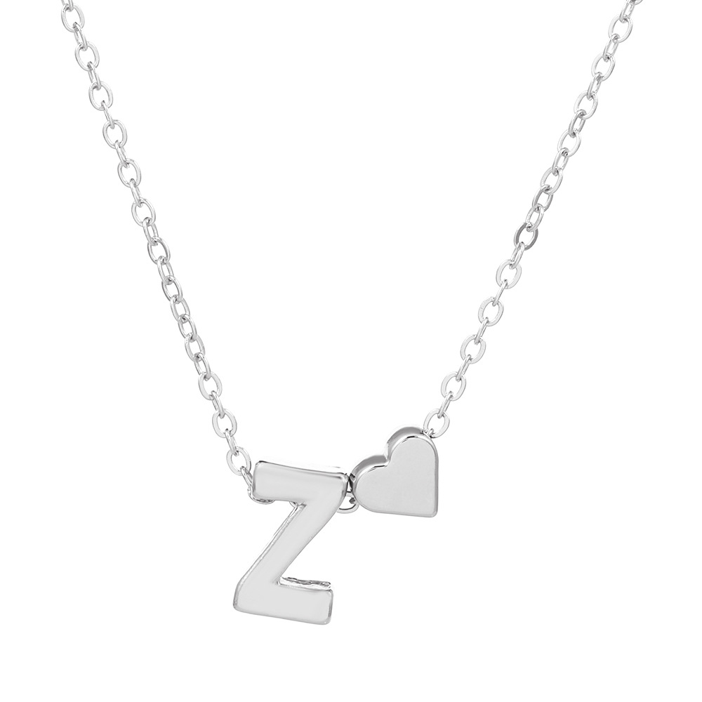 Fashionable love 26 English letters pendant necklace Creative versatile peach heart-shaped short clavicle chain
