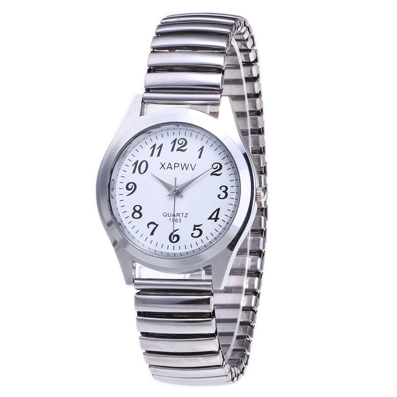 2pcs/set Couple Watches Large Dial Pointer Digital face men and  women's elastic band quartz couples Fashionable pair of watches