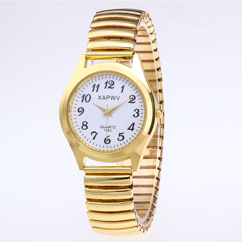 2pcs/set Couple Watches Large Dial Pointer Digital face men and  women's elastic band quartz couples Fashionable pair of watches