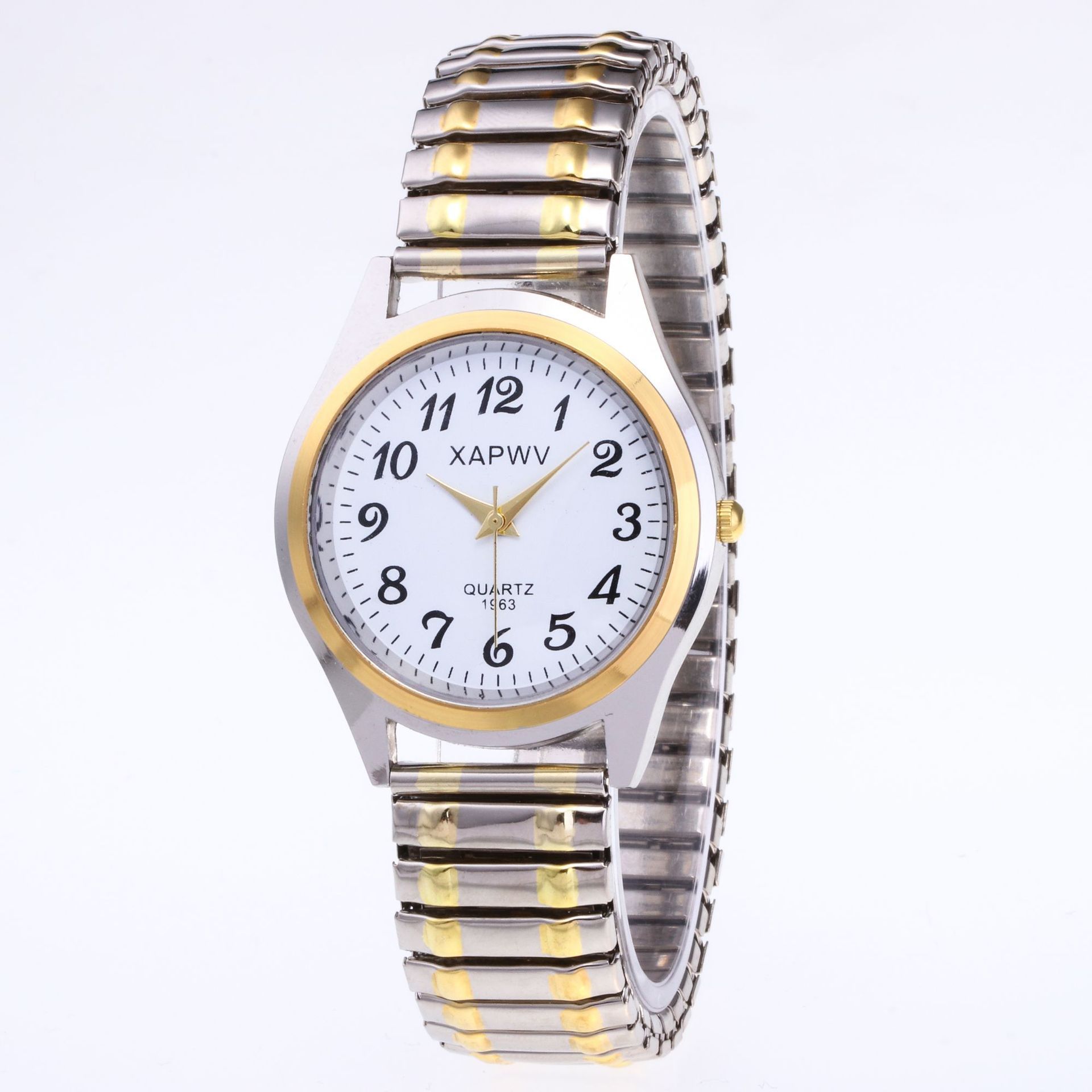 2pcs/set Couple Watches Large Dial Pointer Digital face men and  women's elastic band quartz couples Fashionable pair of watches